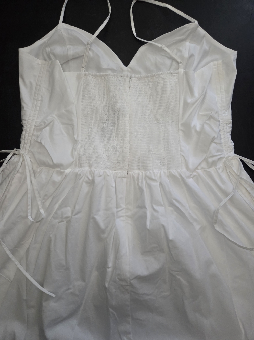NWT - Express V-Neck Ruched Side Tie Smocked Back Bodice Midi Dress - Size XL - Picture 10 of 16